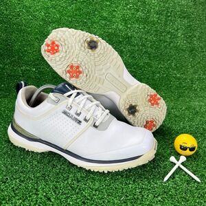 SQAIRZ Arrow Mens Golf Shoes White Navy Spiked Square Toe Size 10 Waterproof